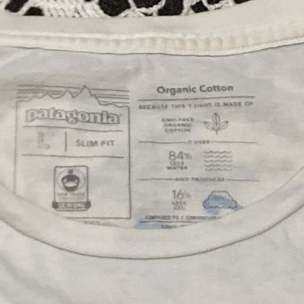 Patagonia Honolulu Shaka Wave Graphic T-Shirt White Mens Large Slim Fit Cotton - Picture 3 of 6
